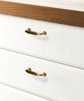 10 Pack Champagne Bronze Cabinet Pulls 3 Inch Center Hole Solid Zinc Alloy Dresser Handles Dark Gold Honey Bronze on white drawers