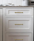 Solid Zinc Alloy Heavy Duty Cabinet Pulls on white kitchen drawers, 10 Pack 3 Inch Center Hole Champagne Bronze For Cabinets