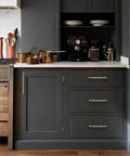 Dark kitchen cabinets with Champagne Bronze Cabinet Pulls 10 Pack 5 Inch Center To Center 128 Mm Brushed Bronze Handles installed.