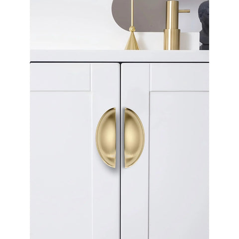Installed 10 Pack 3 Inch Champagne Bronze Cup Drawer Pulls For Cabinets And Furniture Durable Solid Metal Kitchen Hardware