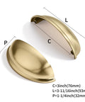 Top view of 10 Pack 3 Inch Champagne Bronze Cup Drawer Pulls for Cabinets and Furniture, durable solid metal kitchen hardware with measurements.