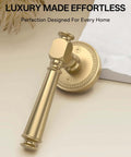 Champagne Bronze Privacy Door Handles For Interior Doors, shown in luxury design, suitable for bedroom and bathroom use.