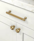 10 Pack Champagne Bronze Knurled Cabinet Pulls, 5 Inch 128mm, installed on a white kitchen drawer, modern cabinet handles