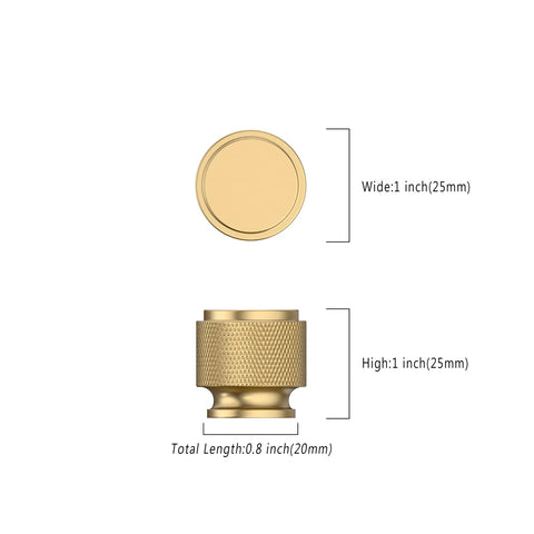Dimensions of Champagne Bronze Zinc Alloy Knurled Dresser Knobs 20 Pack Cabinet Hardware For Cabinets And Drawers Durable Solid Knob Handles