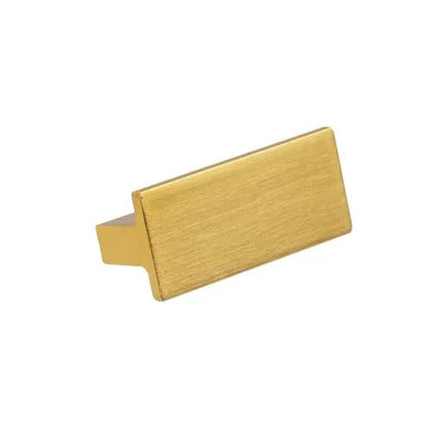 Champagne Gold 10 Pack Drawer Pulls, 2 Inch T Shaped Cabinet Knobs. Solid aluminum alloy rectangle handle, front view.