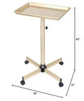 Champagne Gold Salon Rolling Tray On Wheels, Adjustable Height Service Cart For Salons Tattoo Studios And Dental Offices, Rust Resistant Metal Tray With Quiet Swivel Castors And Easy Quick Assembly