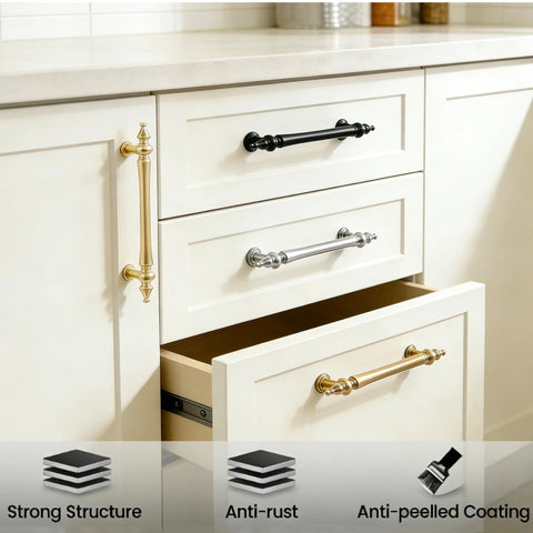 Champagne Bronze Cabinet Handles Set Of 10 With 5 Inch Hole Centers Brushed Champagne Gold Drawer Pulls on white kitchen cabinets