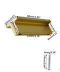 Diagram showing dimensions of Champagne Gold 10 Pack Drawer Pulls, 2 Inch T Shaped Cabinet Knobs, with mounting screws, solid aluminum alloy construction.