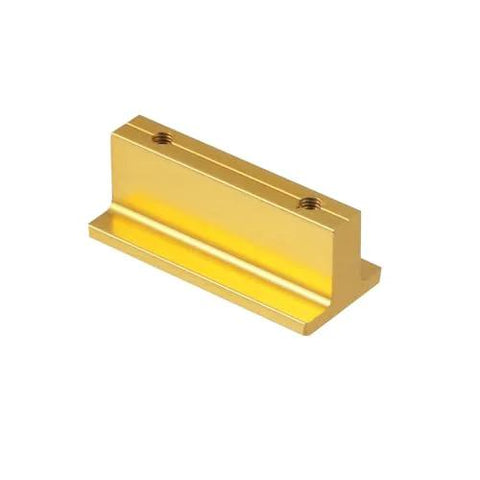 Champagne Gold 10 Pack Drawer Pulls, 2 Inch T Shaped Cabinet Knobs, solid aluminum alloy, shown in rectangle shape with mounting holes.