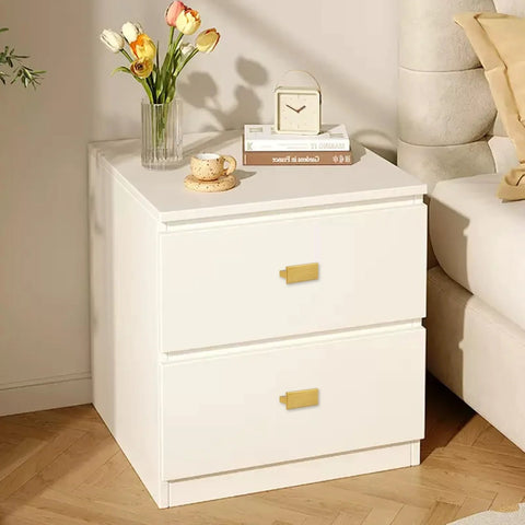 White dresser with Champagne Gold 10 Pack Drawer Pulls, 2 Inch T Shaped Cabinet Knobs For Dresser And Furniture installed. Solid aluminum alloy.