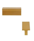 Champagne Gold 10 Pack Drawer Pulls, 2 Inch T Shaped Cabinet Knobs, Rectangle Handles, Solid Aluminum Alloy, Image of Front and Side View.