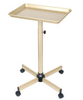 Champagne Gold Salon Rolling Tray On Wheels, Adjustable Height Service Cart For Salons Tattoo Studios And Dental Offices, Rust Resistant Metal Tray With Quiet Swivel Castors And Easy Quick Assembly