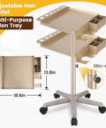 Champagne Gold Pro Grade Hair Salon Cart With Wheels Multi Function Salon Tray Station Height Adjustable From 26 To 43 Inches Large Capacity Tool Holder