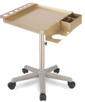Champagne Gold Pro Grade Hair Salon Cart With Wheels Multi Function Salon Tray Station Height Adjustable From 26 To 43 Inches Large Capacity Tool Holder For Combs Razors Dryers Wigs And More Corrosion Resistant.