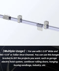 Set Of 4 Channel Trolley Track Hanger Brackets For UNISTRUT Strut Channel 1-5/8 Inch, shown on an installed track