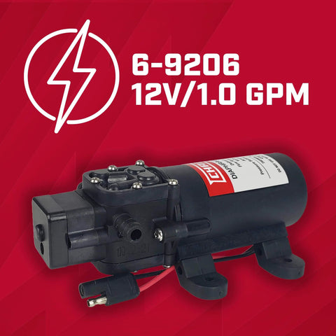 Chapin International 6-9206 12V 1.0 GPM Standard Diaphragm Pump, Black, with electrical connector and universal mounting base