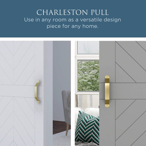 Charleston Pull For Interior Sliding Barn Door Hardware 10 Inch Brushed Gold Finish Easy To Install Rustic Farmhouse Style