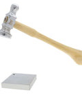 Two Sided Chasing Hammer and Bench Block Set for Metalworking and Jewelry Making, 10.75 Inch Wood Handle With 1.5 Inch Steel Block Featuring Riveting Hole