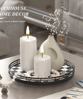 Checkered Black And White Lazy Susan Turntable with Iron Frame and Oak Wood Top featuring candles and vase for tabletop decor