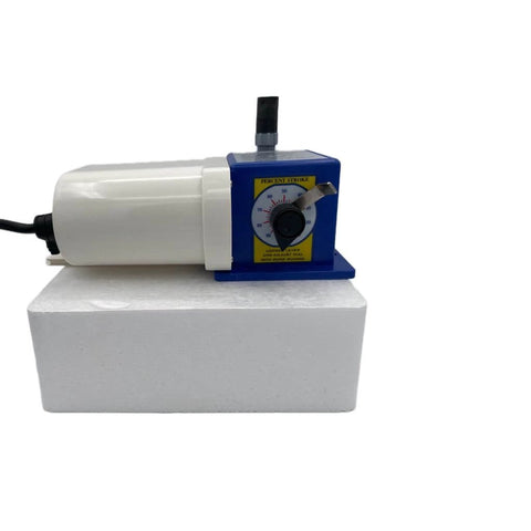 Precision Controls - Chem Flow Diaphragm Pump, 30 GPD Max, 100 PSI, 230 Volt Metering Pump displayed with control dial visible