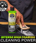 Chemical Guys Foaming Citrus Fabric Clean, Carpet and Upholstery Cleaner - Car Carpet Cleaner for Seats, and Floor Mats, Safe for Home, Office & More, Citrus Scent - 16 oz bottle with brush cleaning car mat