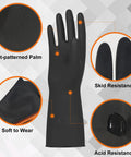 Large Chemical Resistant Latex Gloves 10 Pairs Heavy Duty Dishwashing Gloves with dot-patterned palm and skid resistance features.