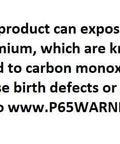 Warning label for Extra Low Carbon Stainless Steel Arc Welding Electrode E308L-16 concerning chemical exposure risks.