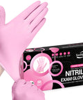 Nitrile Exam Gloves 4 Mil Medium Cherry Blossom Powder Free Latex Free Food Safe gloves and packaging