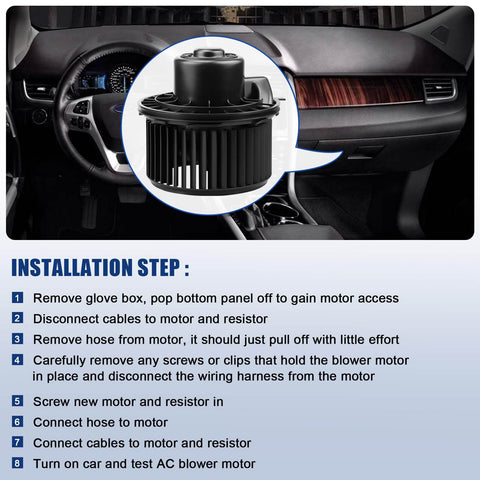 Installation guide for Premium AC Blower Motor Replacement For Chevy Silverado Suburban Avalanche GMC Sierra Yukon Escalade 2003 to 2011 Plug And Play HVAC Heater Fan With OEM Style Fit 700191 89019320 89019301