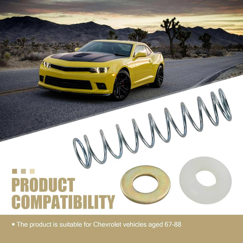 Transmission Shift Rod Linkage Repair Kit for 67 to 88 Chevrolet Models shown with car and components, including spring and washer.