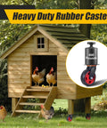 Six Inch Caster Wheels Set With Two Swivel And Two Fixed Heavy Duty Swivel Plate Casters Knobby Rubber Tread installed on chicken coop