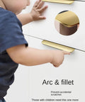 Child near cabinets with long concealed drawer edge tab pulls, modern aluminum cabinet hardware, ideal for kitchen cabinets black.