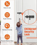 Child reaching for a securely latch gates with a heavy duty slide bolt gate latch in 304 stainless steel with a durable black electroplating finish.