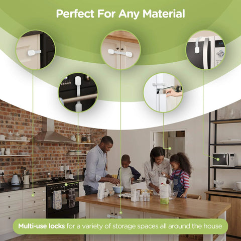 Eight Pack Child Safety Locks Use 3M Adhesive No Screws Or Magnets For Cabinets Drawers Ovens And Toilet Seats Quickly Installable