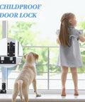 Sliding Glass Door Lock Set For Child Safety And Extra Security, window lock installed on sliding door with child and dog