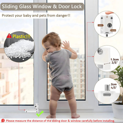 Child near Patio Sliding Door Security Foot Lock With Keyed Lock ABS Construction Fits On Top Rail Or Bottom Rail Childproof Guardian For Patio Doors Foot Operated Locking Device For Family Safety And Secure Access