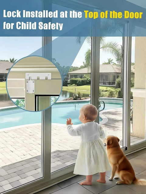Sliding Door Lock Window Locks for Patio Sliding Glass Door Foot Locks for Front Door Security Bar Stoppers Top Horizontal Childproof