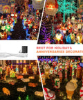 Festive display of village lights with Two Sets Outdoor Christmas Blow Mold Light Kit Replacements and cord.