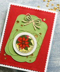 Handcrafted Christmas card featuring poinsettia design with 2 Sets Slider Tag Dies For Metal Cutting And Card Making