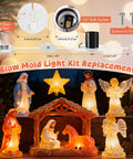 Lit 4 Set Christmas Blow Mold Light Kit Replacement With Female Plugs E27 E26 Cord Kit displayed with glowing village holiday decor