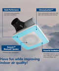 ChromaComfort Bluetooth Bathroom Exhaust Fan With 110 CFM One Point Five Sones 24 Color LED Light And Built In Speaker SPK110RGBL, blue light feature