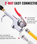 Powerful all metal air blow gun kit delivers efficient dust and debris removal with a 1/4 inch quick-connect, rubber tip