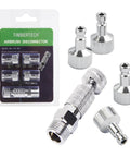 Airbrush Quick Release Disconnect Kit With Four G1/8 Inch Male Fittings And Female Hose Connections, chrome plated copper