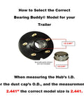 Diagram showing USA Made Chrome Plated Bearing Protector installation for 2.441 inch hubs with measurement details.