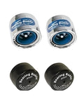 USA Made Chrome Plated Bearing Protector With Blue Grease Indicator And 19B Bra For Boats, RVs, And Trailers From Bearing Buddy shown.