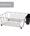 Small Dish Drainer Rack - Chrome/Black - 14 x 12.5 x 5.5 inches, countertop view with black utensil holder