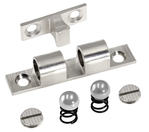 Double Ball Tension Roller Catch Latch Set 2.75 Inches For Cabinet Closet And Furniture Doors Solid Brass Hardware With Screws Chromium Plated