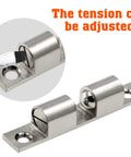 Double Ball Tension Roller Catch Latch Set 2.75 Inches For Cabinet Closet And Furniture Doors Solid Brass Hardware With Screws Chromium Plated