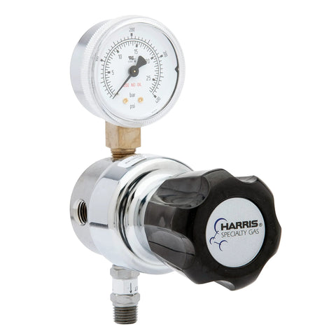 Lab Grade High Purity Chrome Plated Brass Gas Regulator For Nitrogen Helium Argon Carbon Dioxide Hydrogen Oxygen 0 To 250 PSI Two Stage