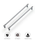 20 Pack Solid Chrome Cabinet Drawer Pulls For Kitchen Cupboards With 13-1/2 Inch Total Length, 12-3/5 Inch Hole Center, Zinc Alloy Handles